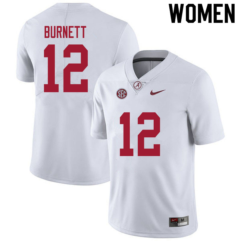 Alabama Crimson Tide Women's Logan Burnett #12 White NCAA Nike Authentic Stitched 2020 College Football Jersey JU16H07LI